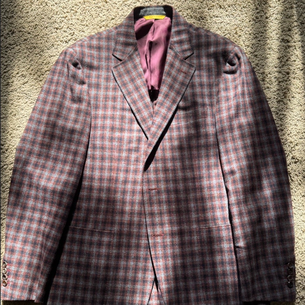Canali Mens Blazer Red / Black / Grey Cashmere Wool